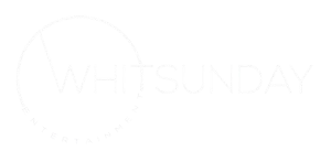 Black and white Whitsunday Entertainment logo with bold 